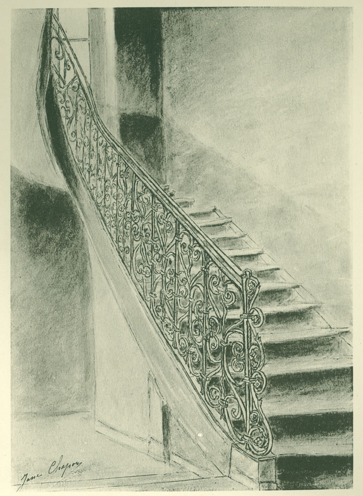 Stairway with iron railing